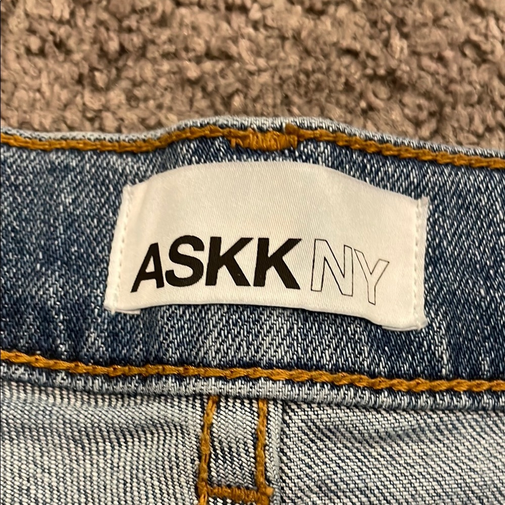 ASKK NY Blue Cropped Straight Leg Jeans size 8 - Picture 2 of 14